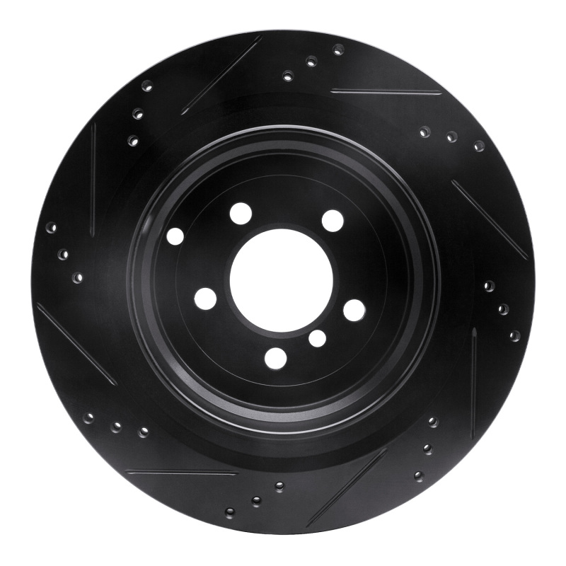 Land Rover Range Rover Brake Rotor (1) - Rear Right - R1 Concepts - Drilled & Slotted - Black - `06-`12